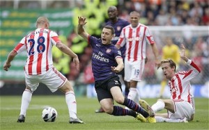 Arsenal found it hard to win against Stoke City today
