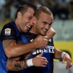 Inter celebrate their 3-0 victory