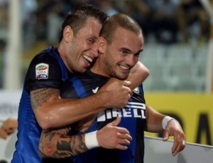 Inter celebrate their 3-0 victory