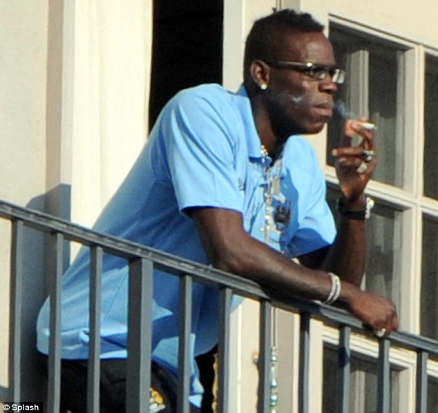 Good example-Balotelli has also been pictured smoking in his Man City gear