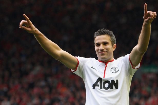 Robin van Persie celebrating his goal