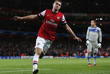 Ramsey finished with a remarkable goal against the Greek team Olympiacos