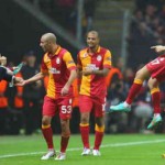 Galatasaray celebrate their goal against Manchester United in Istanbul