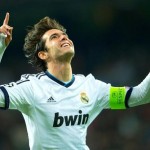 Kaka celebrates his goal in a 4-1 victory against Ajax yesterday