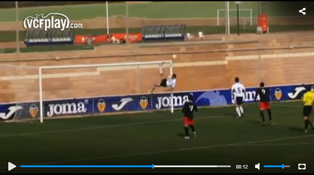 Amazing acrobatic save by a defender