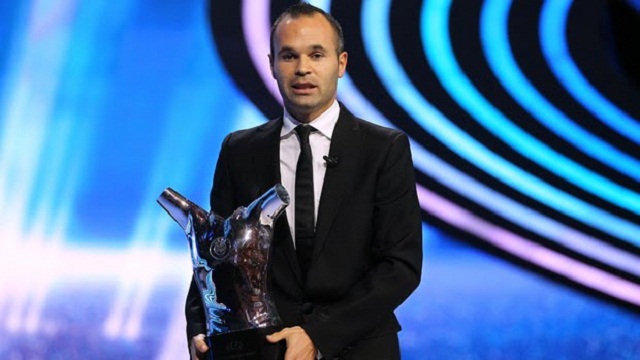 Andres Iniesta won the UEFA player of the year title earlier on this year and is a serious contender for the France Football Ballon d'Or 2012 awarded tonight