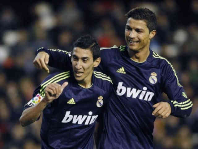 Di Maria and Ronaldo both score two goal each against Valencia and celebrate together