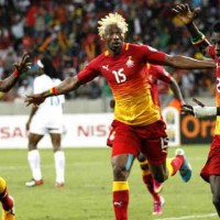 Ghana celebrate their massive victory bringing them to the kick out stage