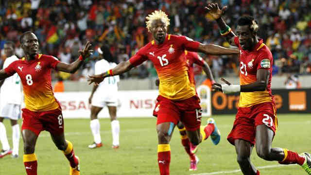 Ghana celebrate their massive victory bringing them to the kick out stage