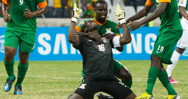 Goal Keeper of Zambia saves the day saving a penalty and concealing a goal against Nigeria