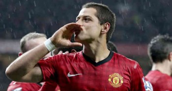 Hernandez celebrates his two goals against Fulham at the FA Cup fourth round