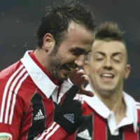 Pazzini celebrates his two goals against Bologna