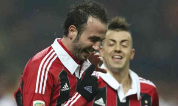 Pazzini celebrates his two goals against Bologna