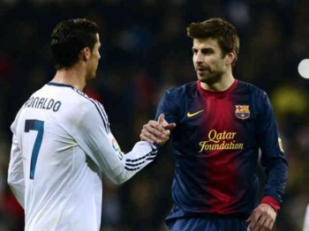 Ronaldo and Pique show respect for their match at the Bernabeu