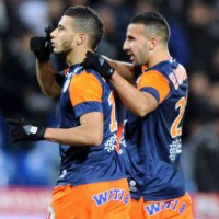 Younes Belhanda celebrates his goal with Montpellier. Younes Belhande dream is to either play in England or Germany as Tottenham race to sign him