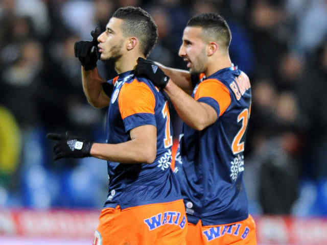 Younes Belhanda celebrates his goal with Montpellier. Younes Belhande dream is to either play in England or Germany as Tottenham race to sign him