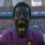 Abdul Dauda, goalkeeper of Ghana, celebrated the victory over Cape Verde like a monster with a run straight at camera.