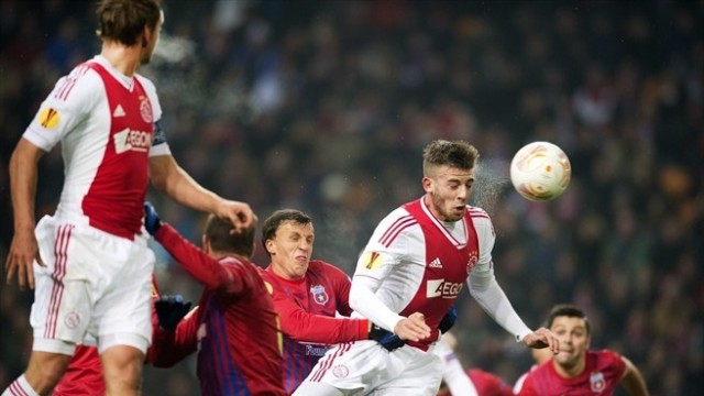 Ajax took the first step towards qualification for the last 16 of the Europa League on Thursday by beating Steaua Bucharest 2-0