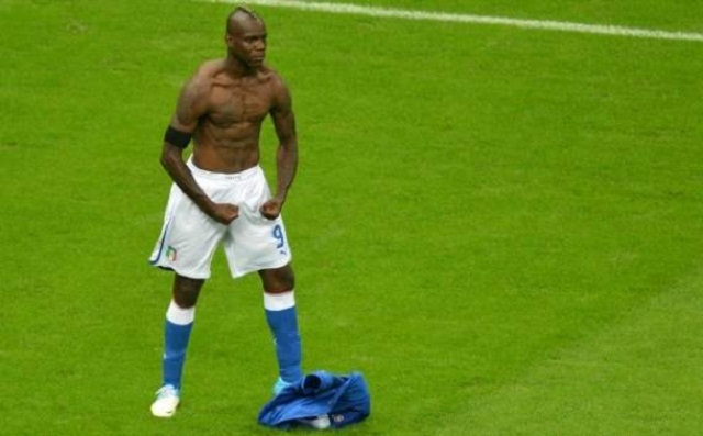 Balotelli Celebrating his second goal against Germany in the EURO 2012 Semi Finals