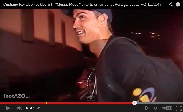 Cristiano Ronaldo heckled with ‘Messi, Messi’ chants as he arrives in Portugal