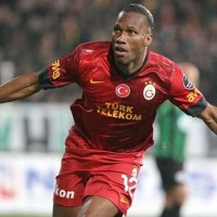 Didier Drogba celebrating his first goal for Galatasaray in the Turkish Super Lig