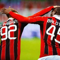 El Shaarway and Balotelli celebrate together with the goal of the Pharaoh