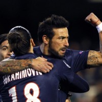 Goals by Ezequiel Lavezzi and Javier Pastore gave Paris Saint-Germain an important 2-1 away win at Valencia in a the first leg of their Champions League last-16 match Tuesday, which still ended badly for the French team as it allowed a late goal and had star striker Zlatan Ibrahimovic needlessly sent off in injury time.