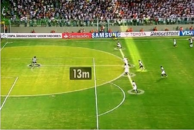 Ronaldinho uses some clever - or deceptive, depending on your view - tactics to set up a goal for his Brazilian club Atletico Mineiro against Sao Paulo.-there is no offside on a throw-in in football.