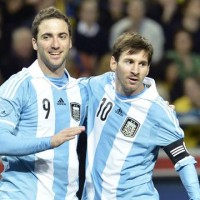 Sergio Aguero scored twice and Gonzalo Higuain was also on the score-sheet as Argentina defeated Sweden in a five goal thriller.