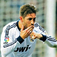 Serigo Ramos celebrates his goal but found it silly why he got booked a red card in his match