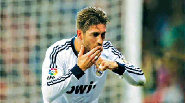 Serigo Ramos celebrates his goal but found it silly why he got booked a red card in his match