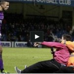 Wycombe goalkeeper Jordan Archer attacked by fan strongly confronts him