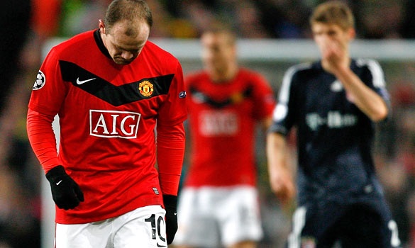 Manchester United's dejected Wayne Rooney