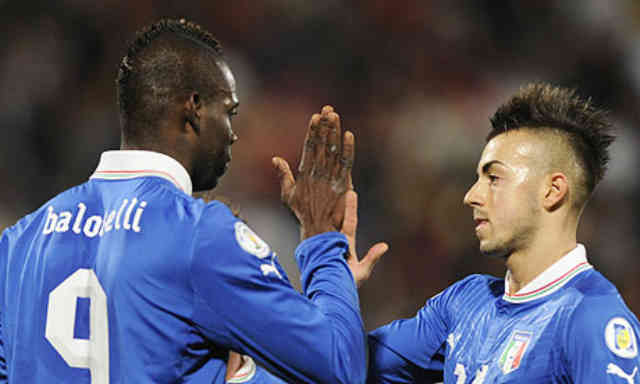 Balotelli celebrates with his best friend El Shaarawy