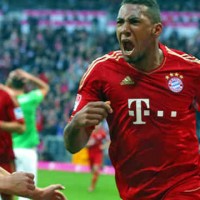 Boateng celebrates his goal as it wins Bayern the match