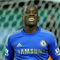 Demba Ba scores his goal with Chelsea and celebrates