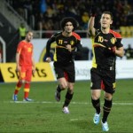 Eden Hazard celebrates his goal for his country