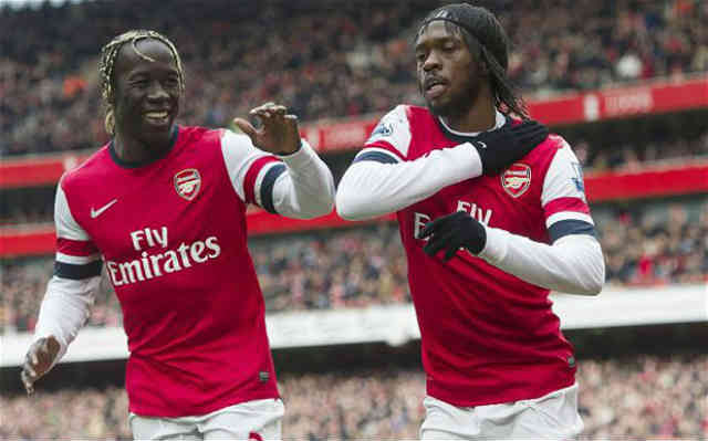 Gervinho celebrates his opening goal for the Gunners