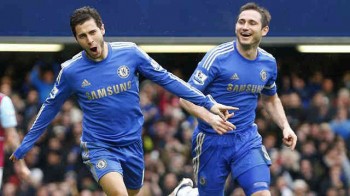 Hazard and Lampard celebrate their goals