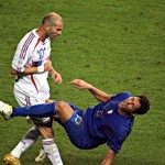 Zidane was given a red card for a headbutt to the chest of Marco Materazzi during the 2006 World Cup final lost to Italy