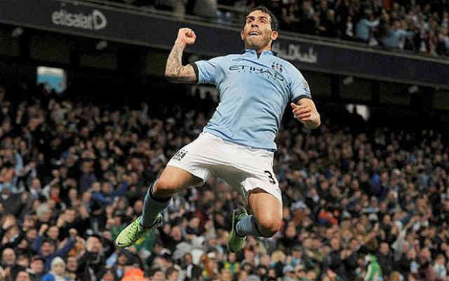 Carlos Tevez celebrates his goal