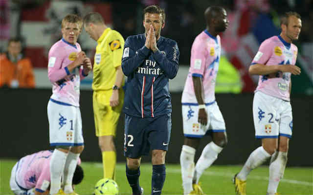 David Beckham shocked with the red card after his foul he made