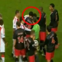 Luis Suarez was banned for biting Otman Bakkal in the neck