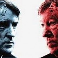 Man City's Roberto Mancini and Man United's Alex Ferguson square off