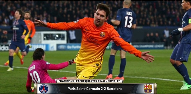 Paris Saint-Germain grabbed a late lifeline through Blaise Matuidi's equaliser deep into stoppage time to earn a 2-2 draw in their Champions League quarter final. Messi's magic wasn't enough to secure a win.