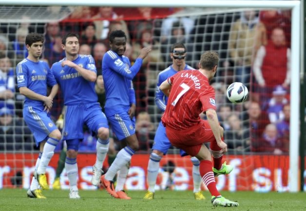 Southampton's Rickie Lambert scores free against Chelsea