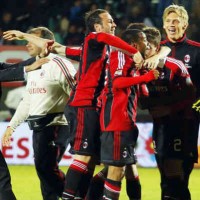 AC Milan celebrate as they believed that they will go through