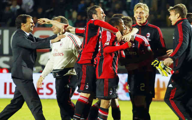 AC Milan celebrate as they believed that they will go through