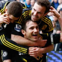 Frank Lampard celebrates both his goals with his team