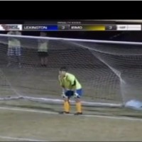 Goalie celebrates saved penalty, ball spins in (Irmo v Lexington, USA)